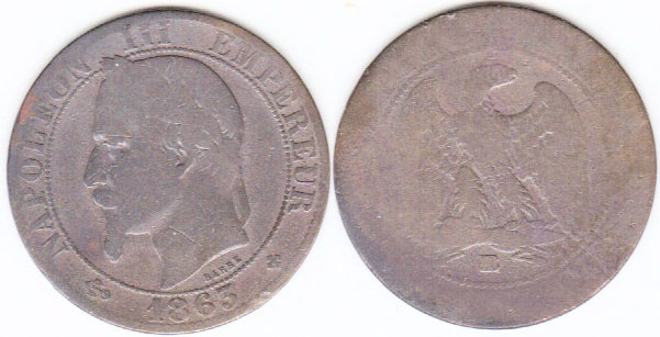 1863 BB France 5 Centimes A001502 - Click Image to Close